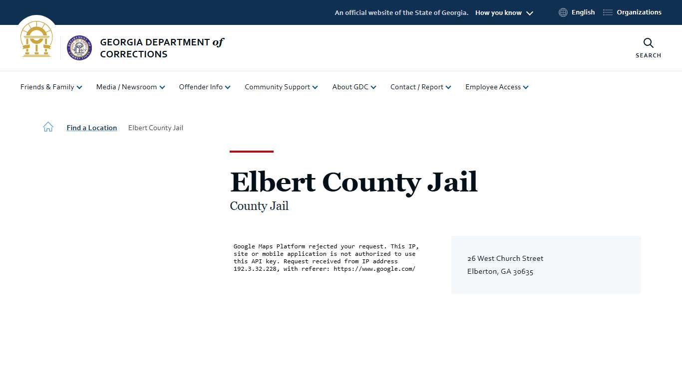 Elbert County Jail | Georgia Department of Corrections